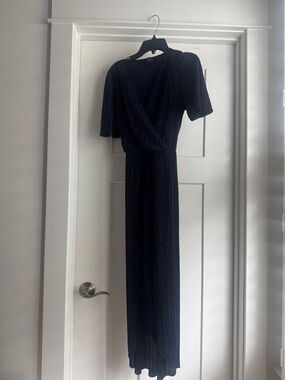 AX Paris Navy Pleated Wrap-Style Maxi Dress